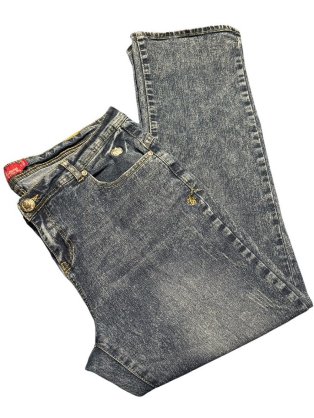 VTG Apple Bottoms Jeans Sz18 Flare Sandblasted Medium Wash Y2K Iconic